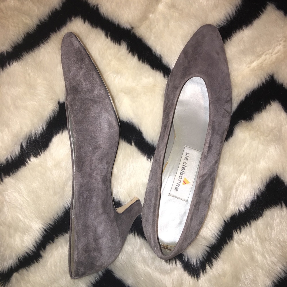 Vintage Gray Suede Liz Claiborne Kitten Heels 9